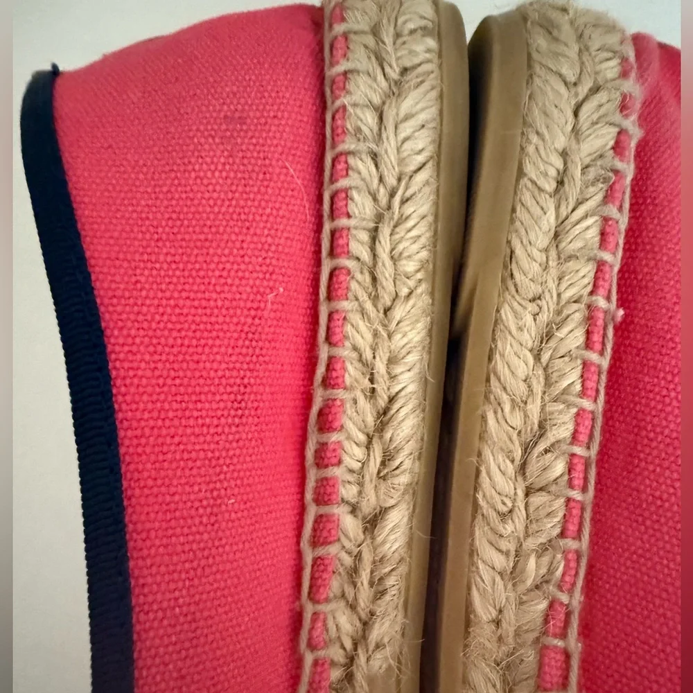 TORY BURCH Ballet Espadrilles in Lipstick Pink and Navy Blue Flats Size 6